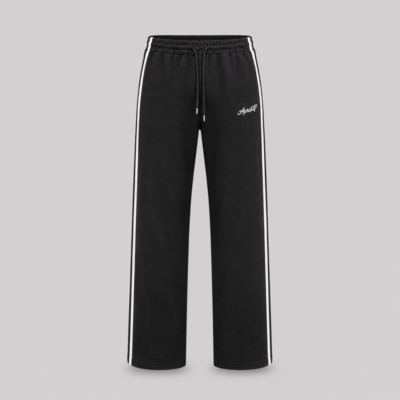 AURAUP STRIP BLACK SWEATPANTS