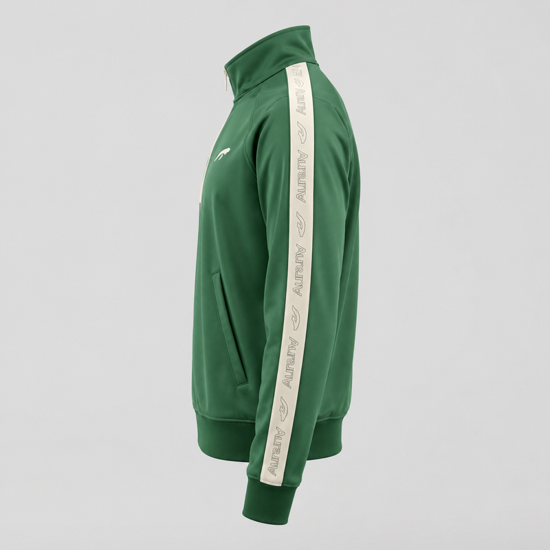 AURAUP QUATER-ZIP TRACK JACKET (GREEN) - alternate